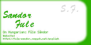 sandor fule business card